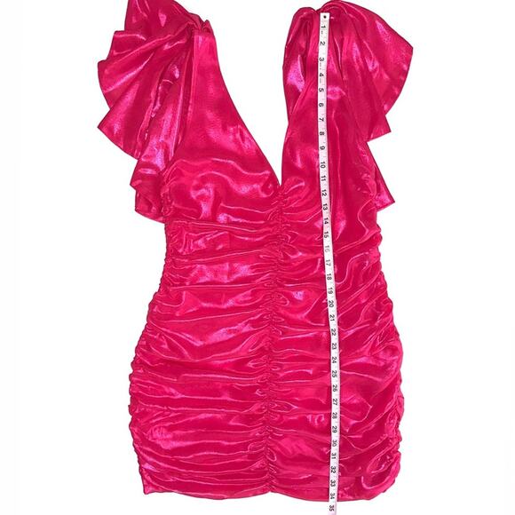 SOLD πNWT Lovers + Friends Kana Ruched Metallic Barbiecore Mini Dress Size L - Picture 16 of 16